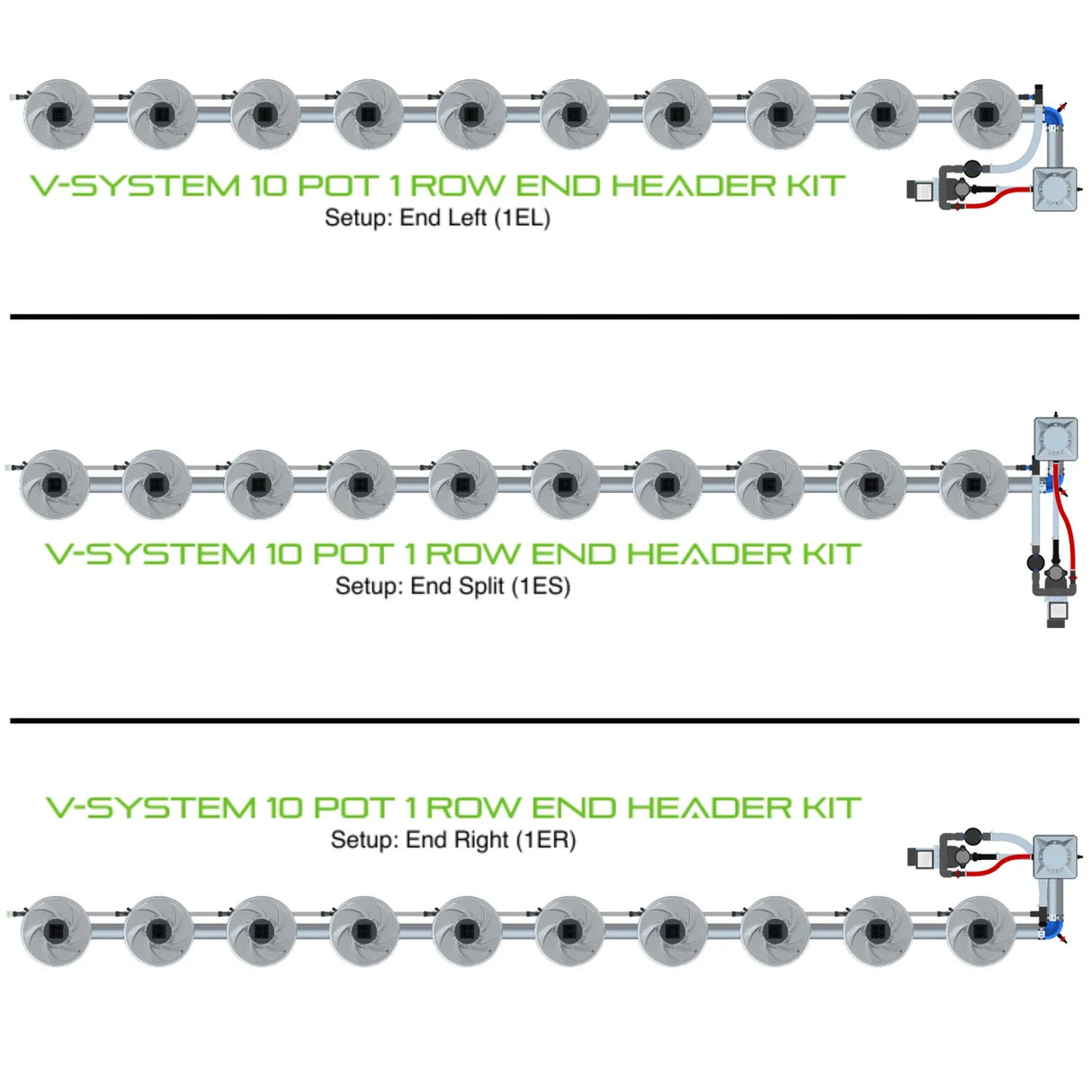 Alien Hydroponics V-SYSTEM 10 Pot 1 Row Kit