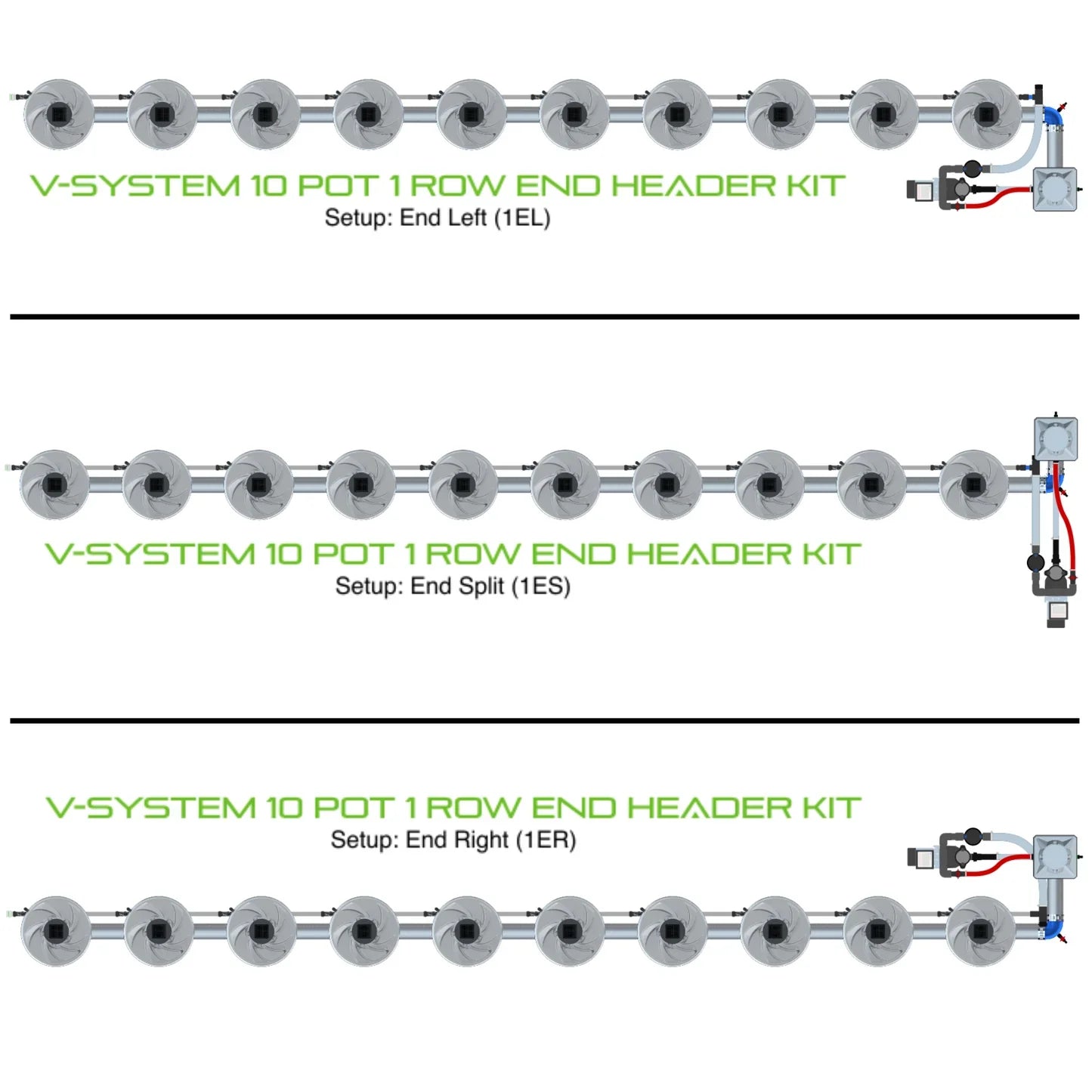 Alien Hydroponics V-SYSTEM 10 Pot 1 Row Kit