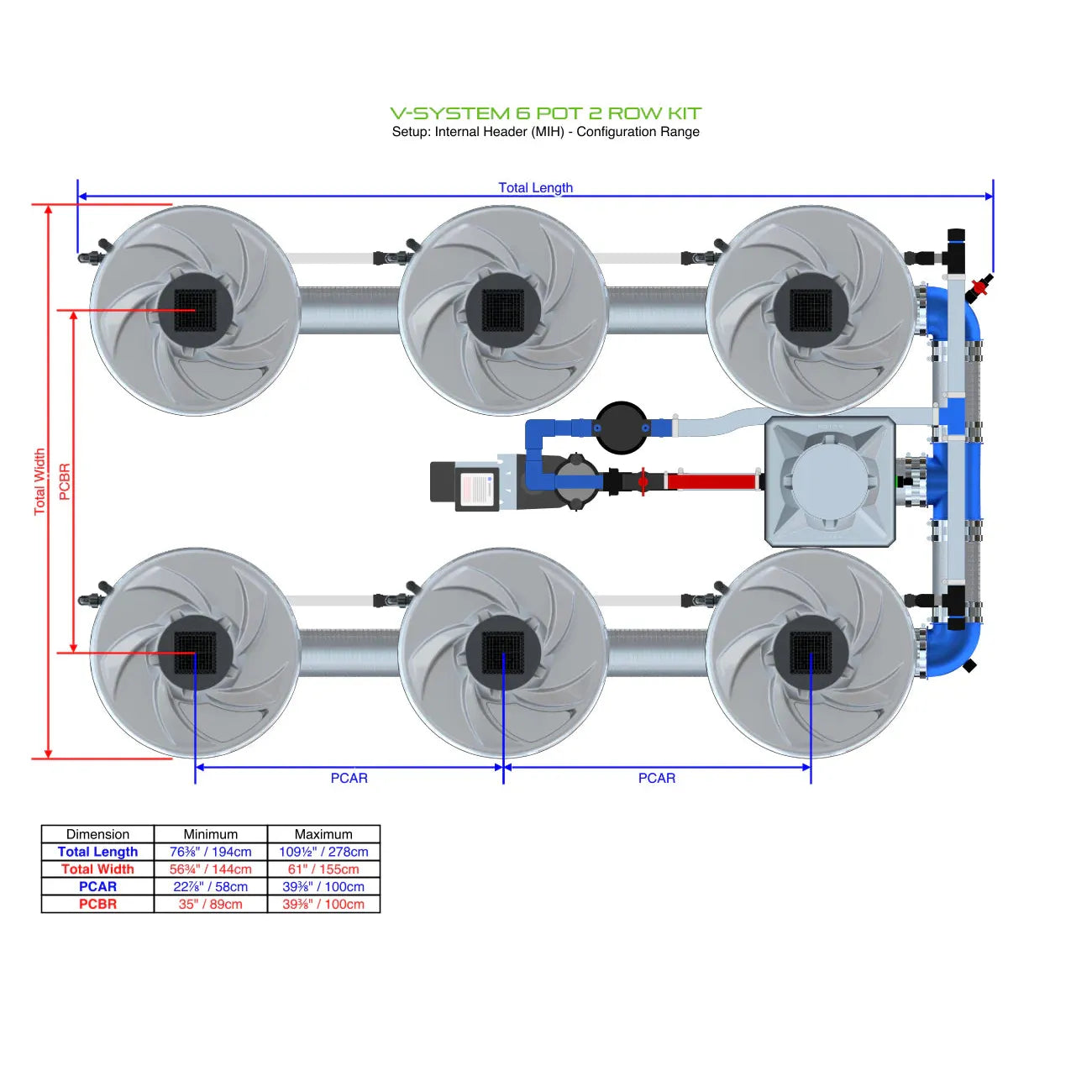 Alien Hydroponics V-SYSTEM 6 Pot 2 Row Kit