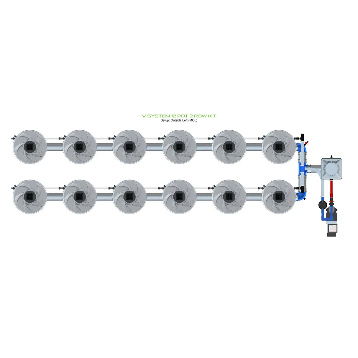 Alien Hydroponics V-SYSTEM 12 Pot 2 Row Kit