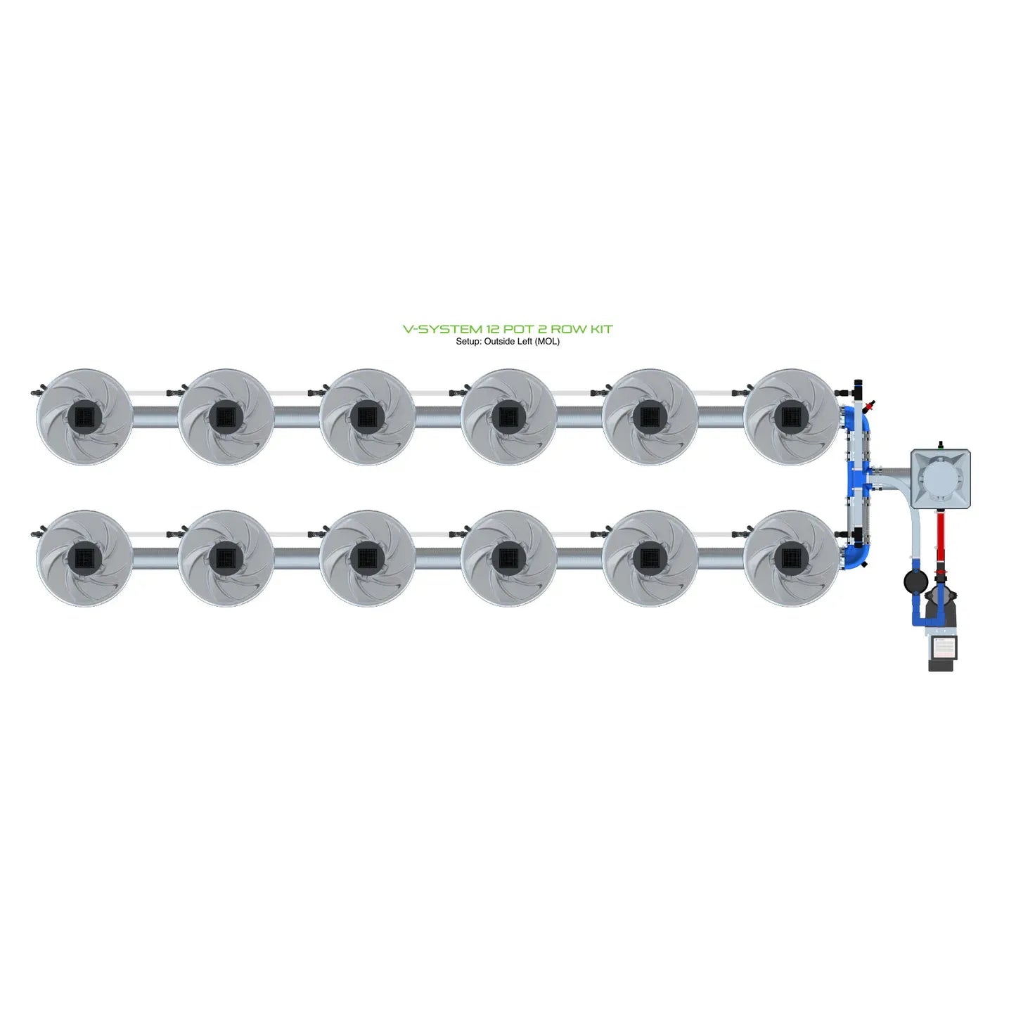 Alien Hydroponics V-SYSTEM 12 Pot 2 Row Kit
