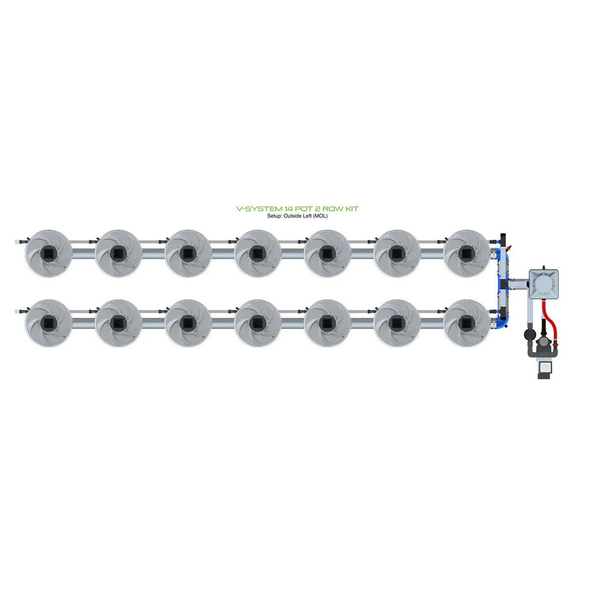 Alien Hydroponics V-SYSTEM 14 Pot 2 Row Kit