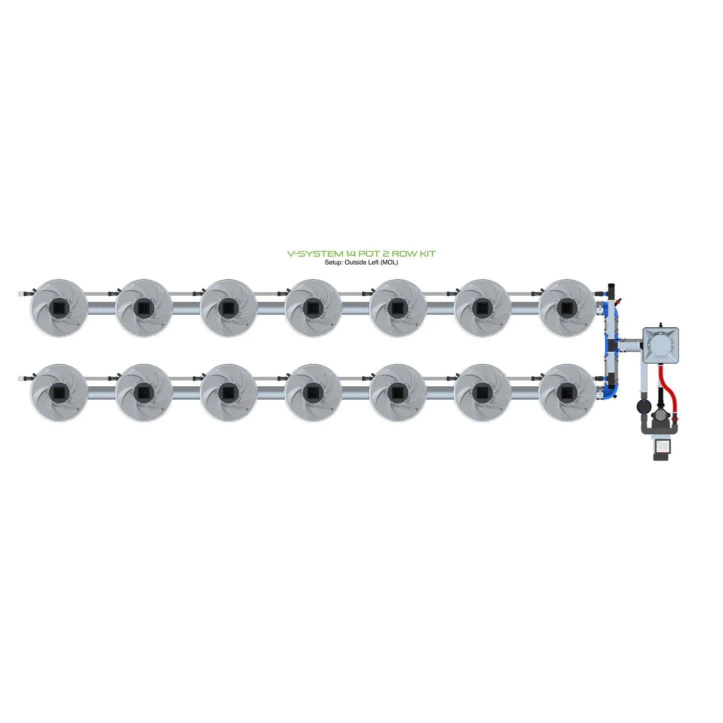 Alien Hydroponics V-SYSTEM 14 Pot 2 Row Kit