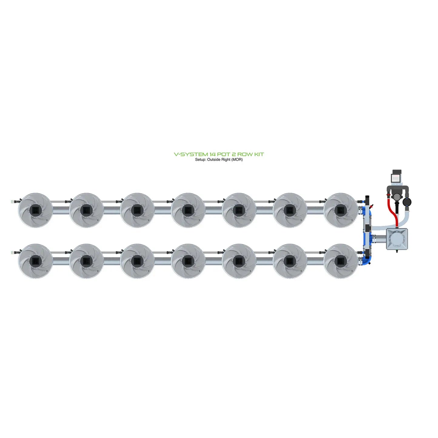 Alien Hydroponics V-SYSTEM 14 Pot 2 Row Kit
