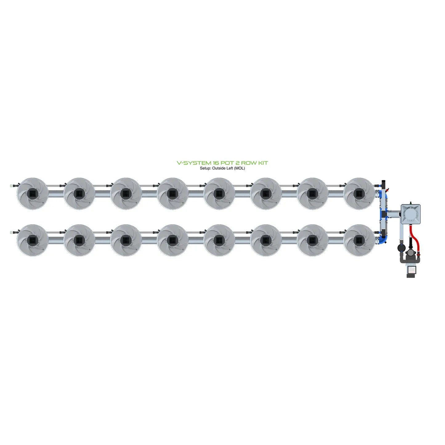 Alien Hydroponics V-SYSTEM 16 Pot 2 Row Kit