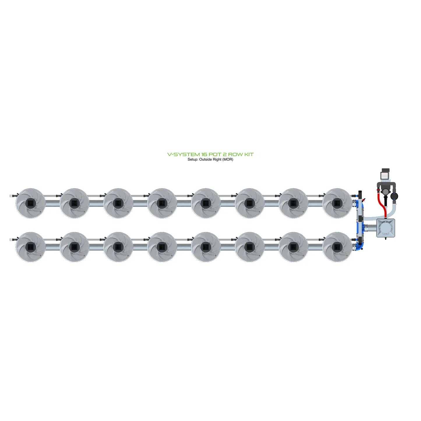 Alien Hydroponics V-SYSTEM 16 Pot 2 Row Kit