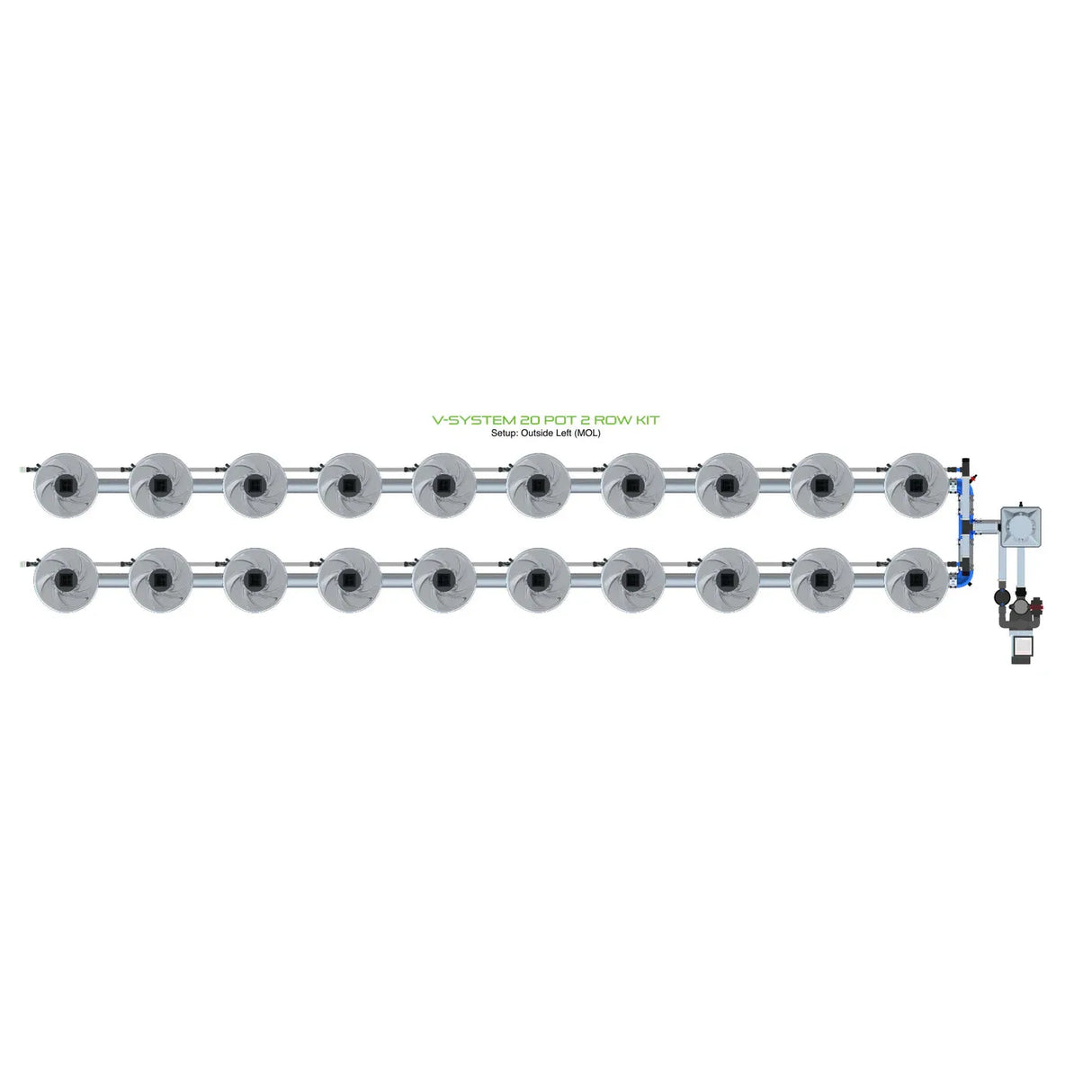 Alien Hydroponics V-SYSTEM 20 Pot 2 Row Kit