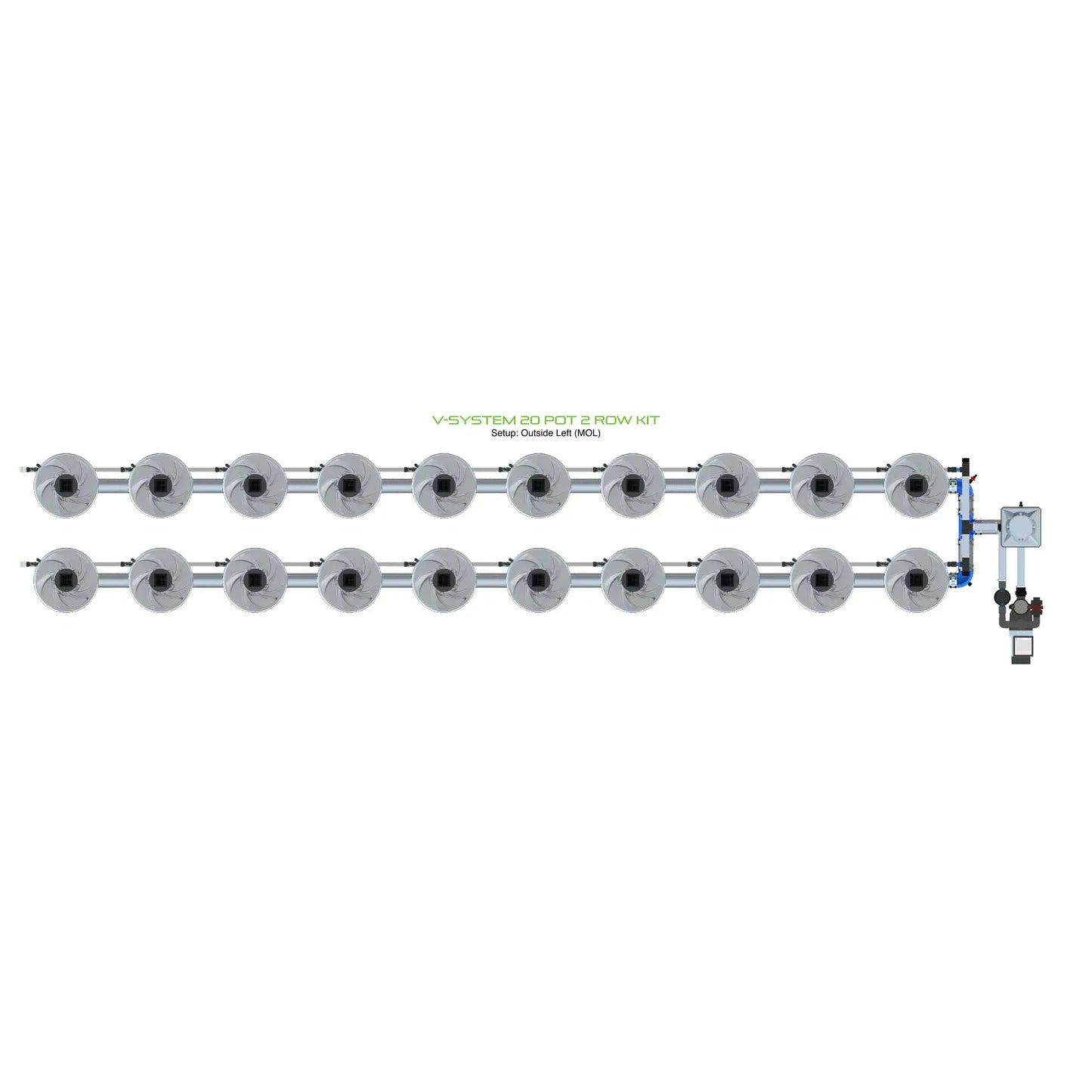 Alien Hydroponics V-SYSTEM 20 Pot 2 Row Kit