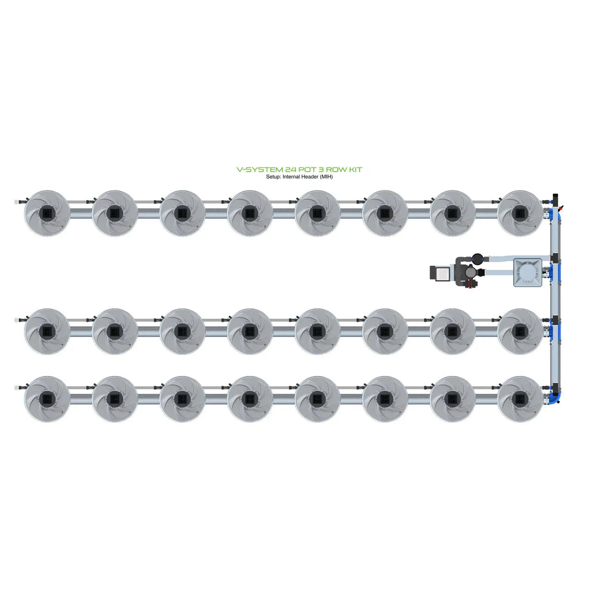 Alien Hydroponics V-SYSTEM 24 Pot 3 Row Kit
