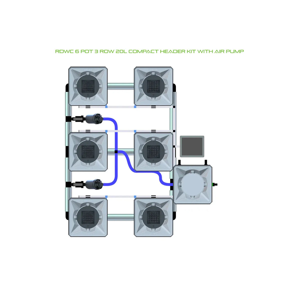 Alien Hydroponics RDWC 6 Pot 3 Row Kit