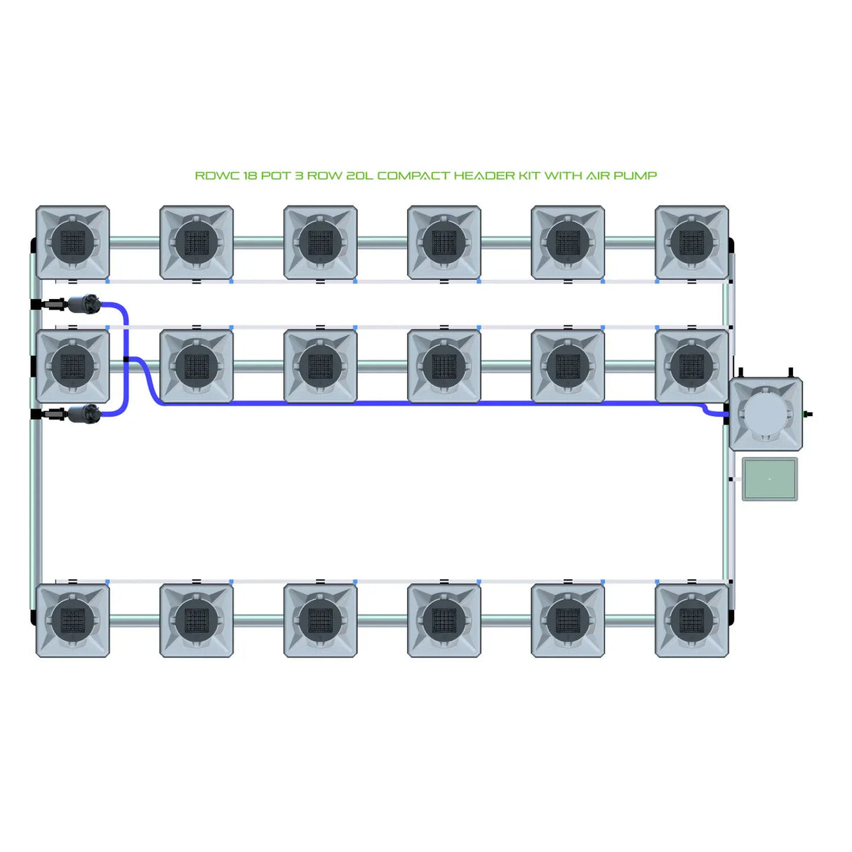 Alien Hydroponics RDWC 18 Pot 3 Row Kit