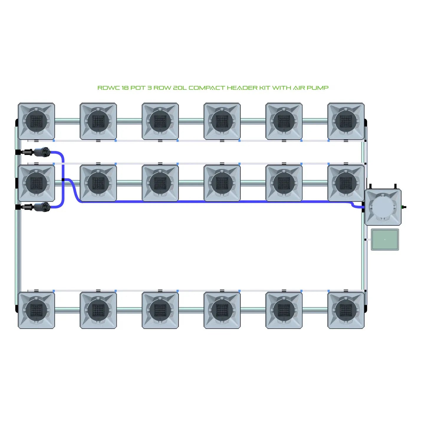 Alien Hydroponics RDWC 18 Pot 3 Row Kit
