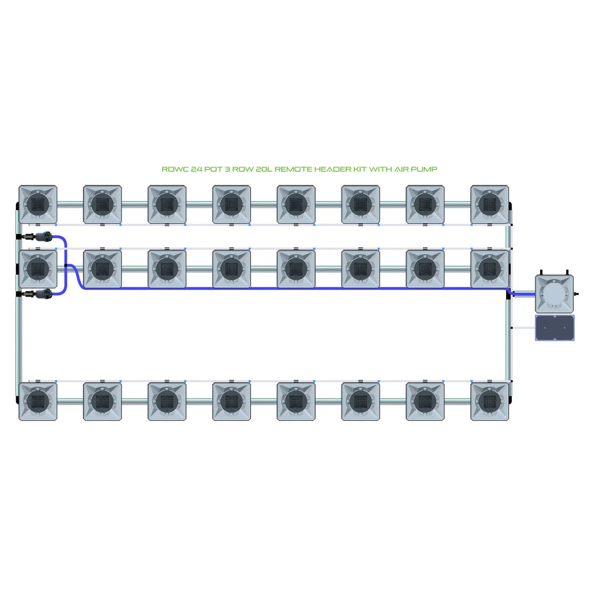 Alien Hydroponics RDWC 24 Pot 3 Row Kit
