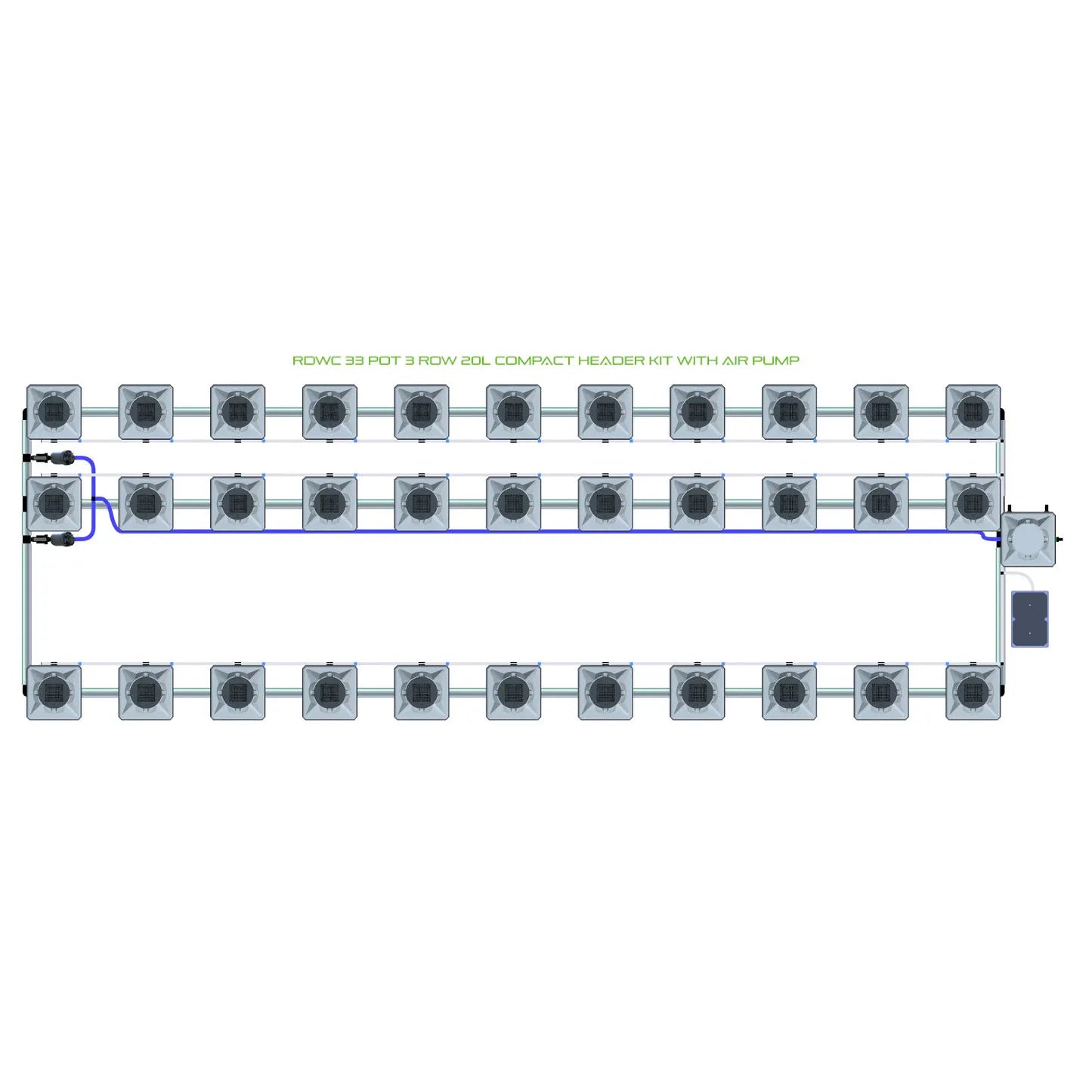 Alien Hydroponics RDWC 33 Pot 3 Row Kit