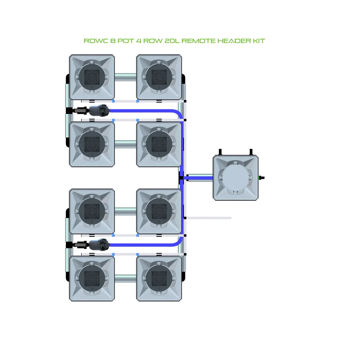 Alien Hydroponics RDWC 8 Pot 4 Row Kit