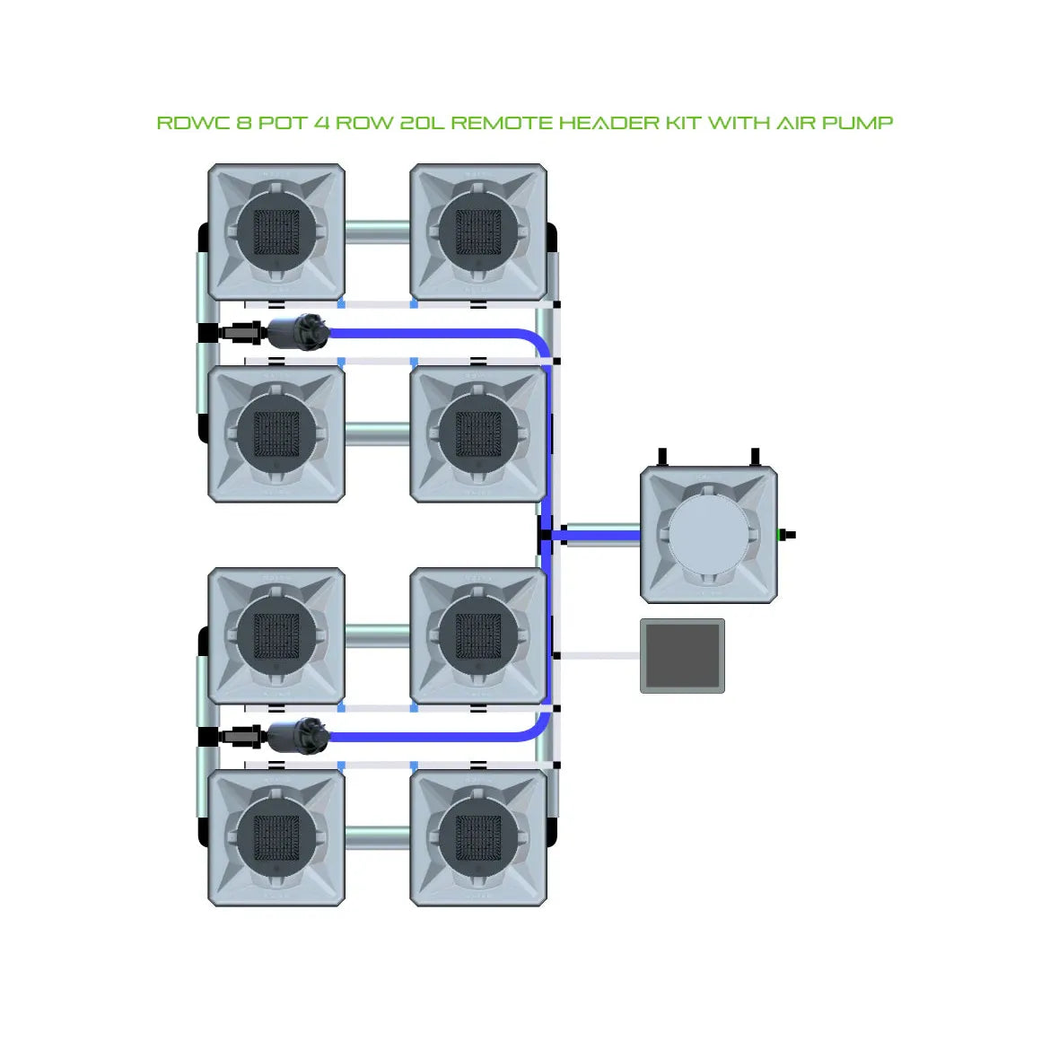 Alien Hydroponics RDWC 8 Pot 4 Row Kit