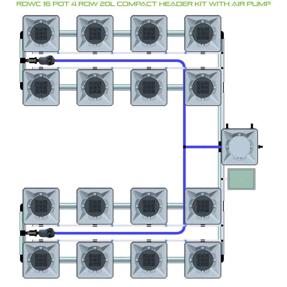 Alien Hydroponics RDWC 16 Pot 4 Row Kit