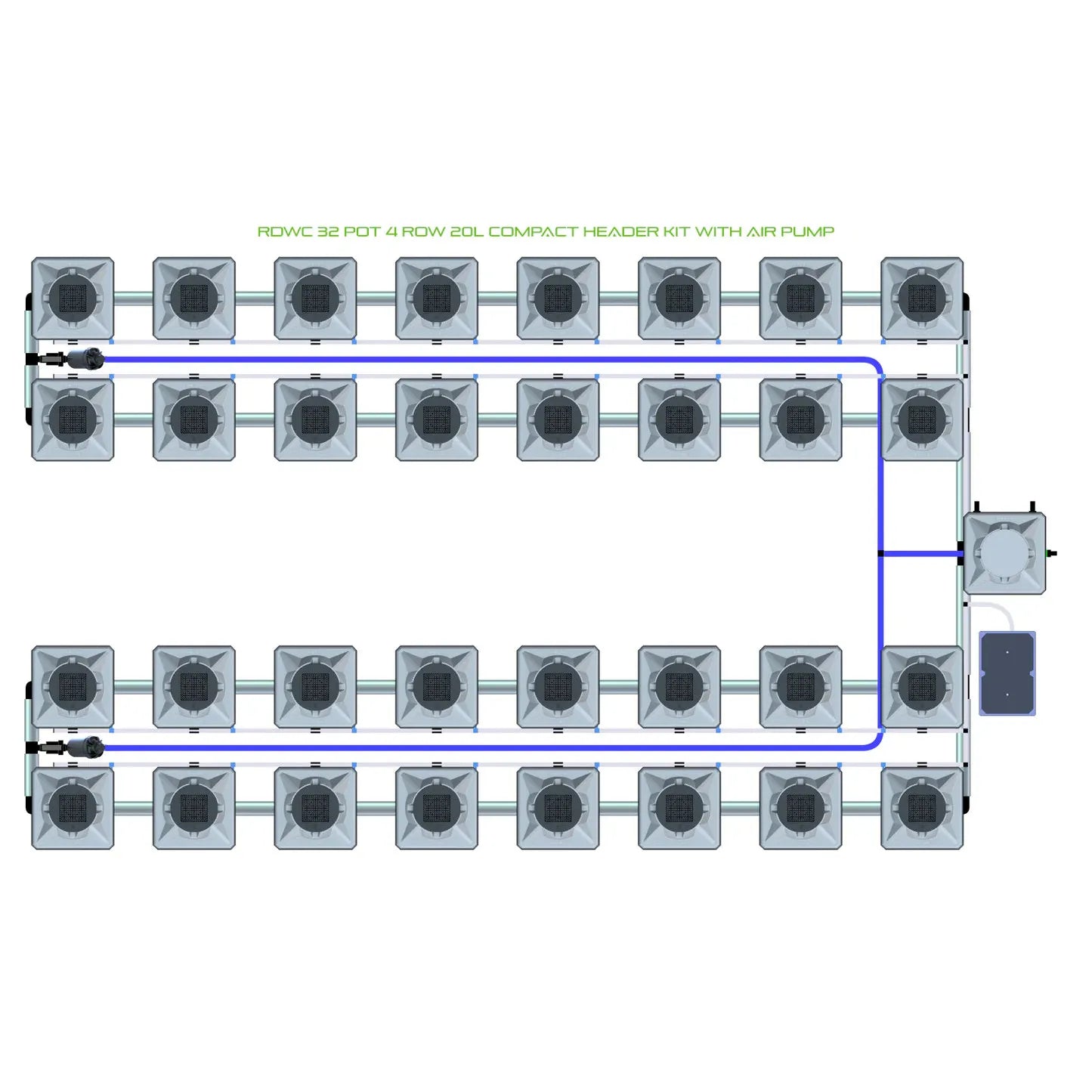 Alien Hydroponics RDWC 32 Pot 4 Row Kit