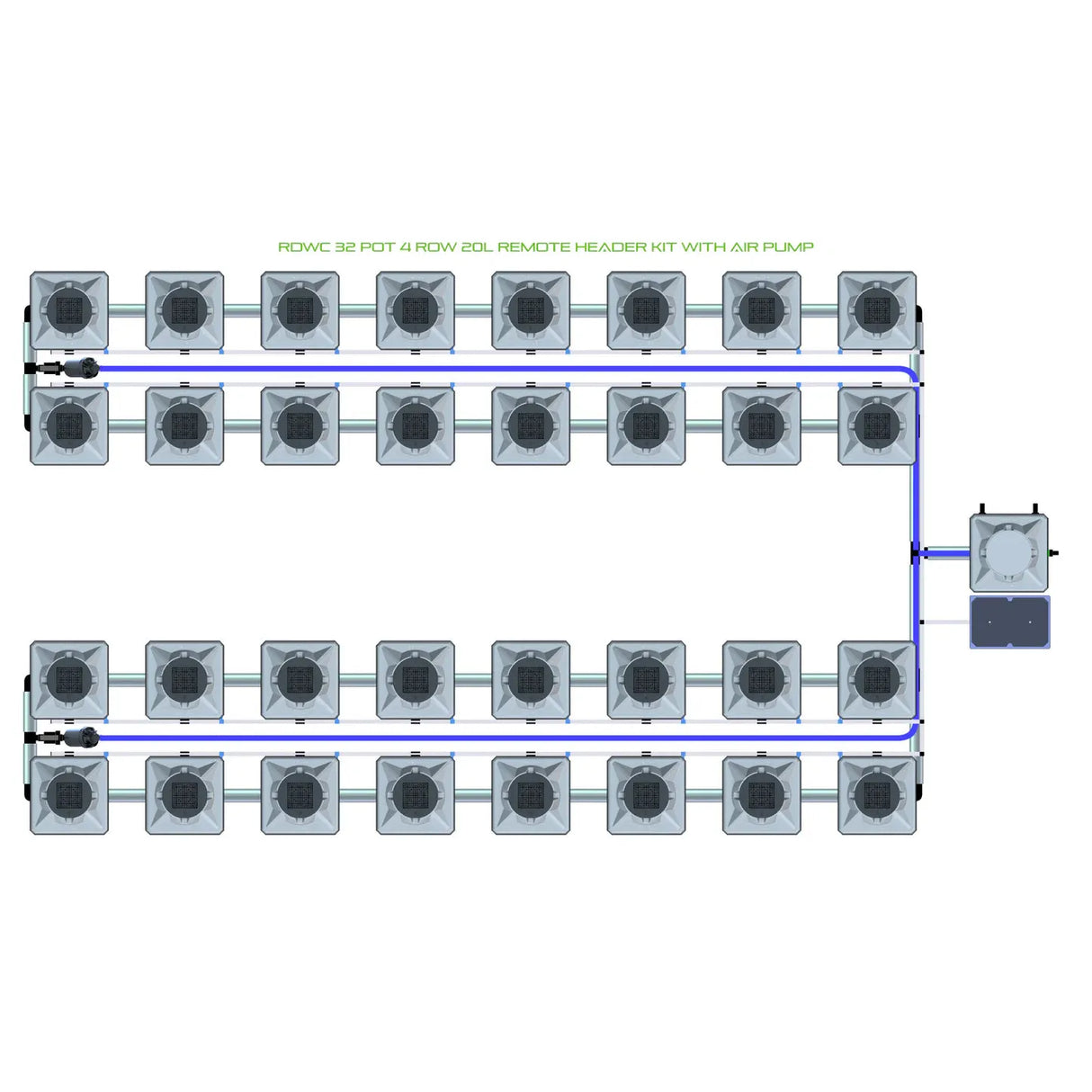 Alien Hydroponics RDWC 32 Pot 4 Row Kit