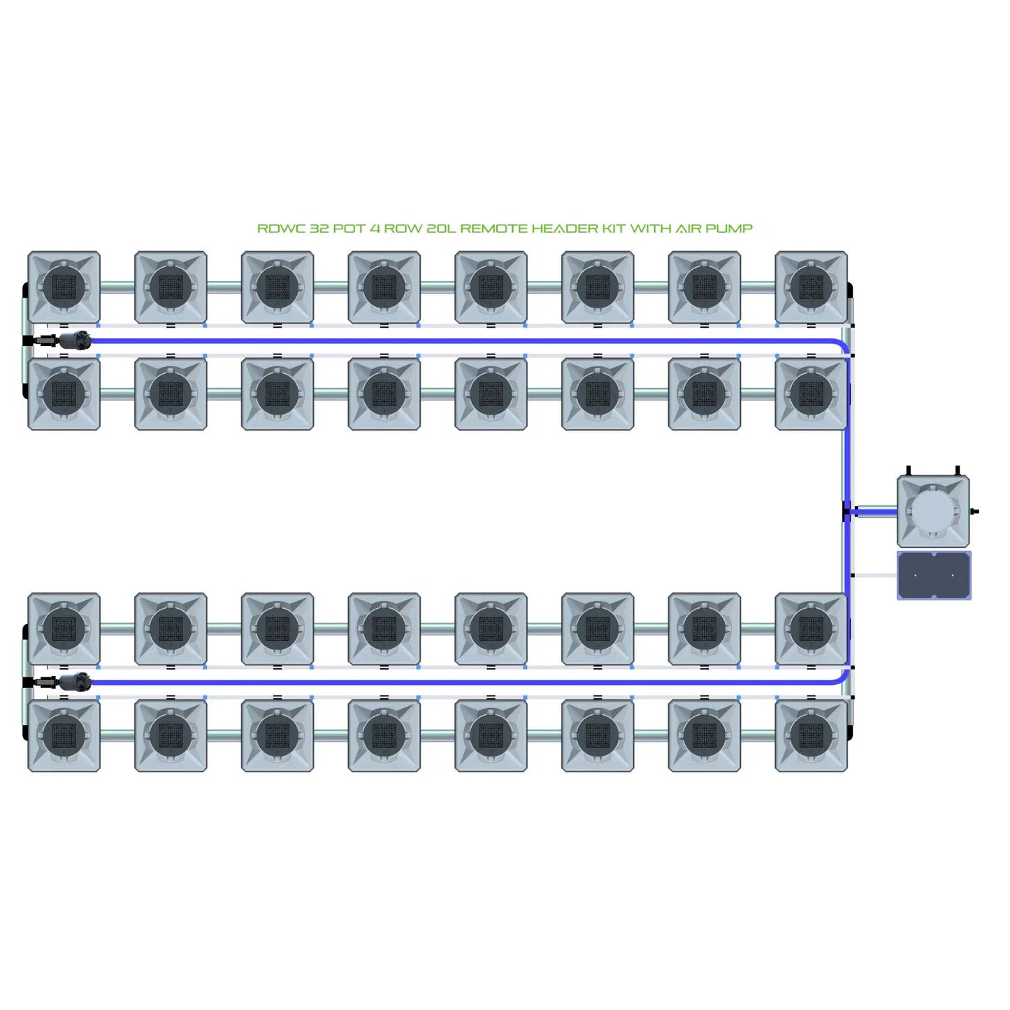 Alien Hydroponics RDWC 32 Pot 4 Row Kit