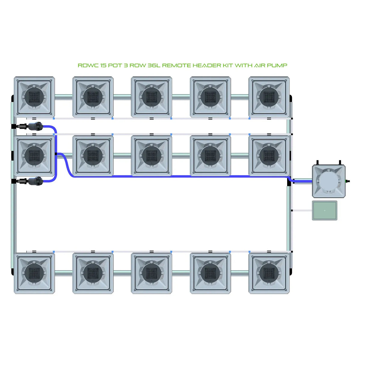 Alien Hydroponics RDWC 15 Pot 3 Row Kit