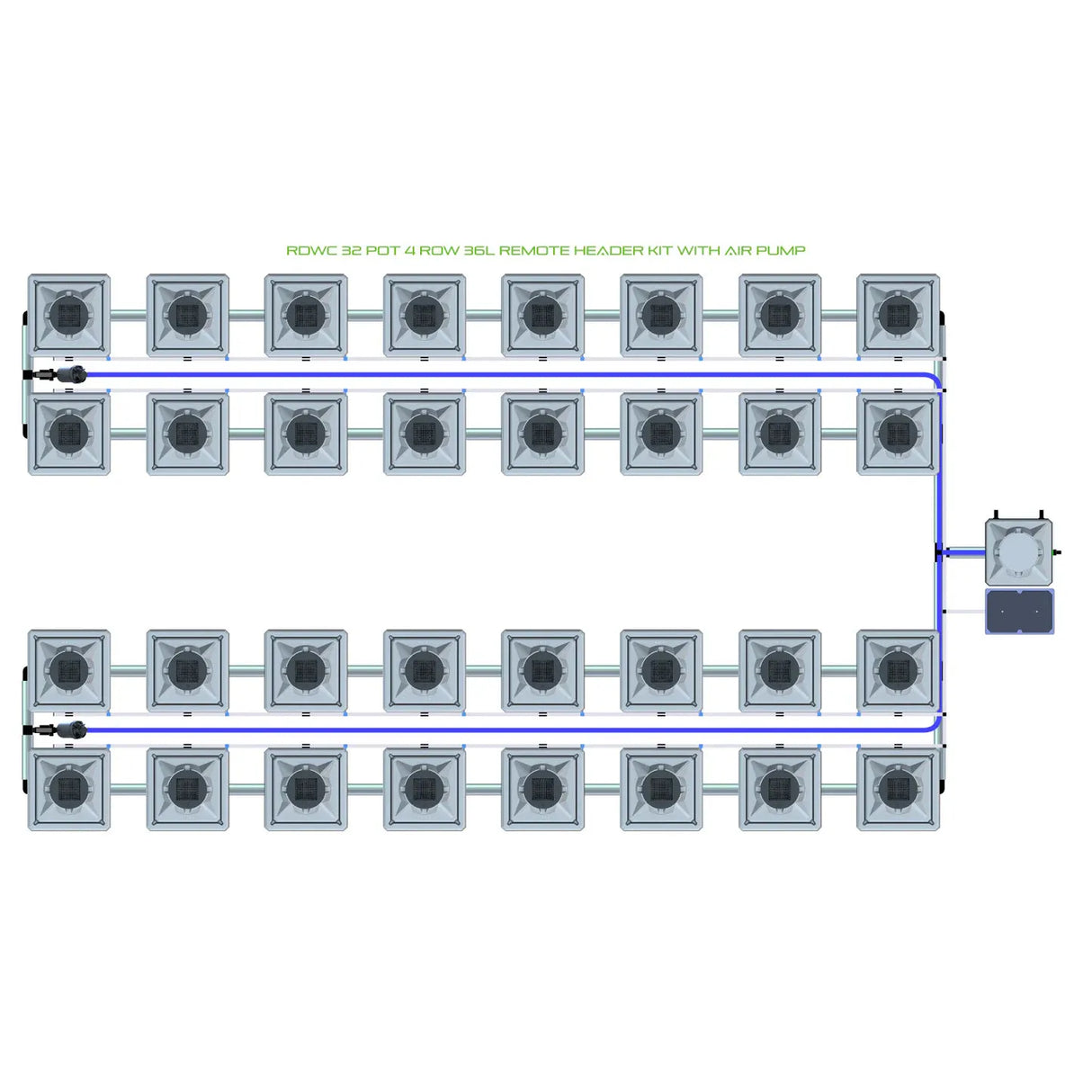 Alien Hydroponics RDWC 32 Pot 4 Row Kit