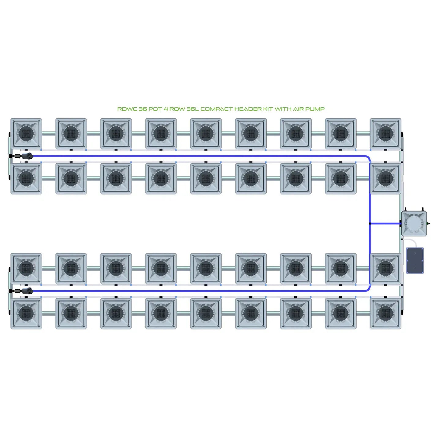 Alien Hydroponics RDWC 36 Pot 4 Row Kit