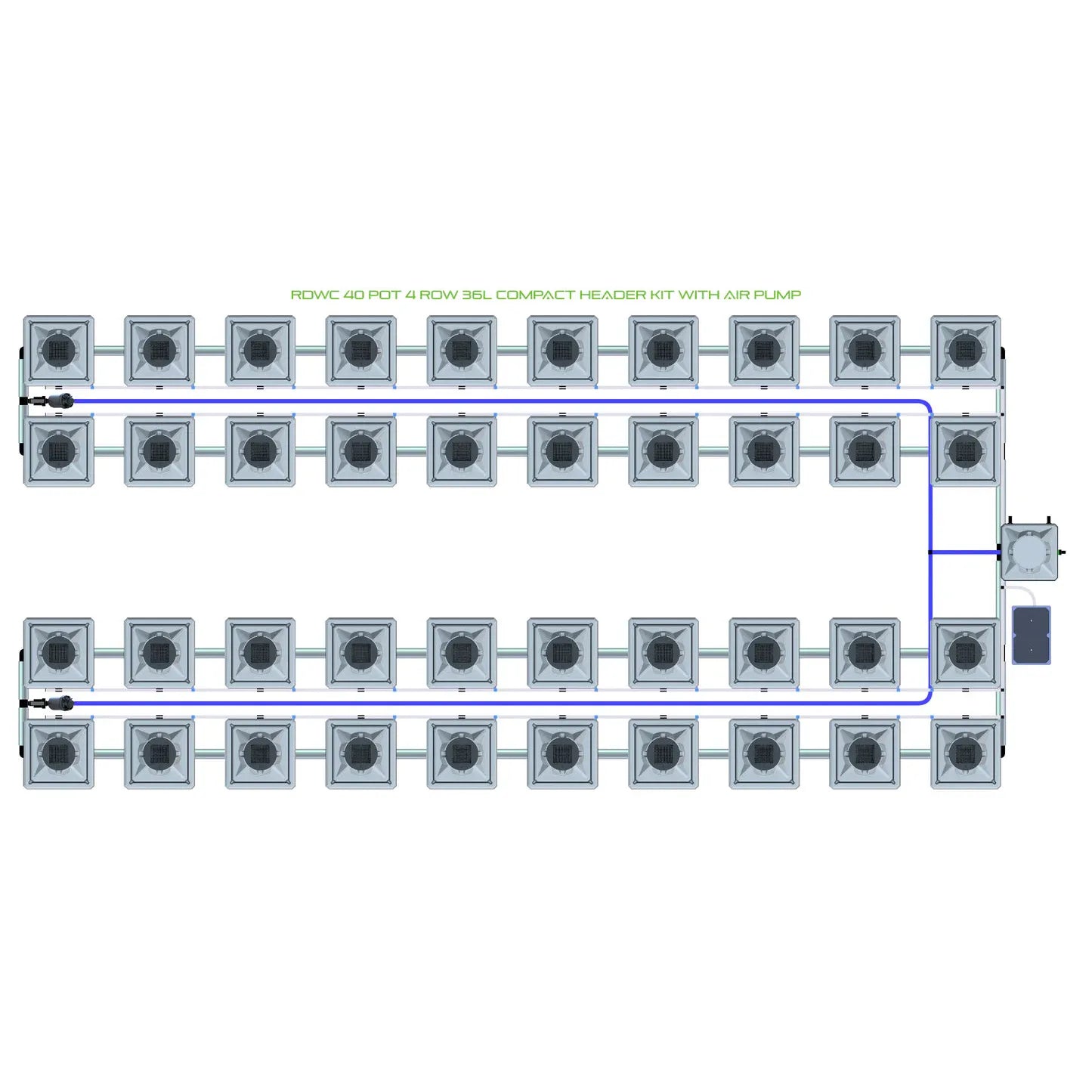 Alien Hydroponics RDWC 40 Pot 4 Row Kit