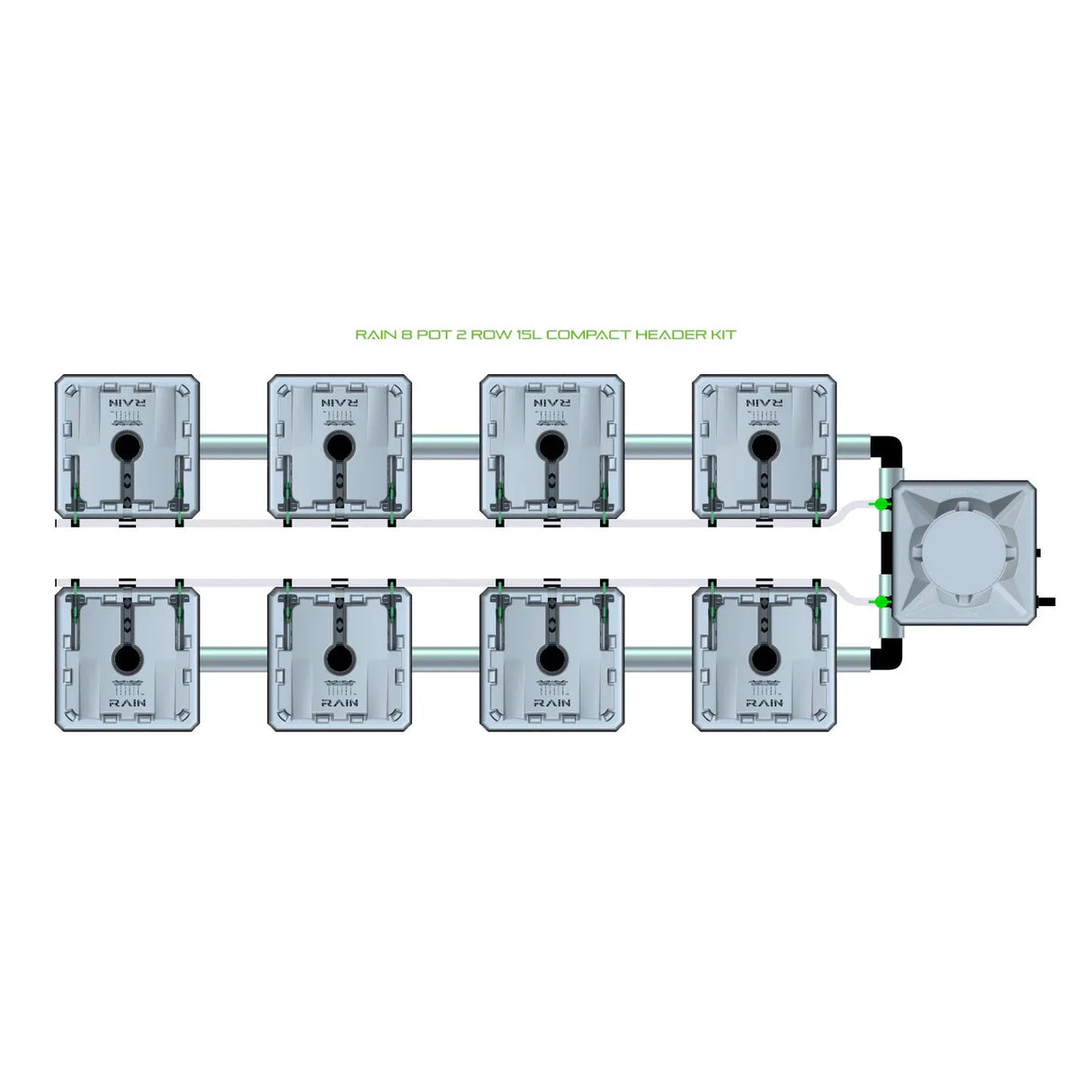 Alien Hydroponics RAIN 8 Pot 2 Row Kit