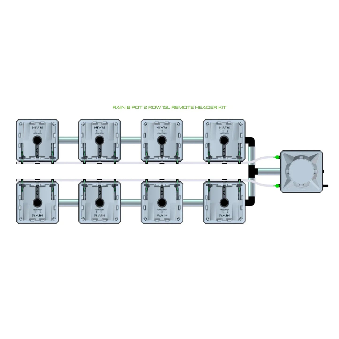 Alien Hydroponics RAIN 8 Pot 2 Row Kit