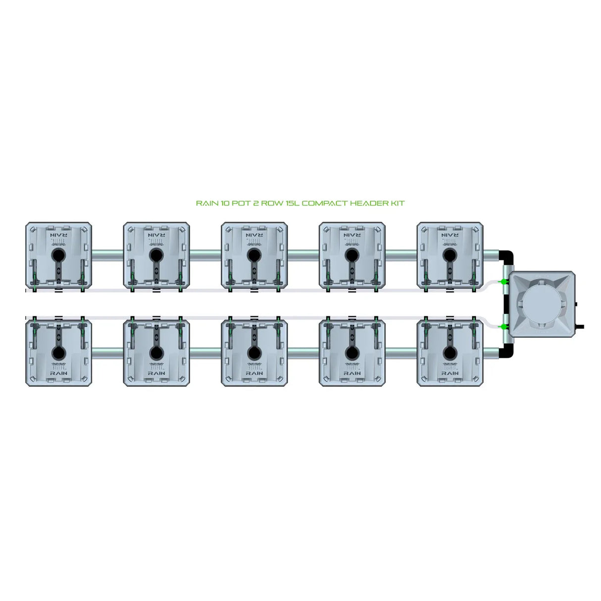Alien Hydroponics RAIN 10 Pot 2 Row Kit