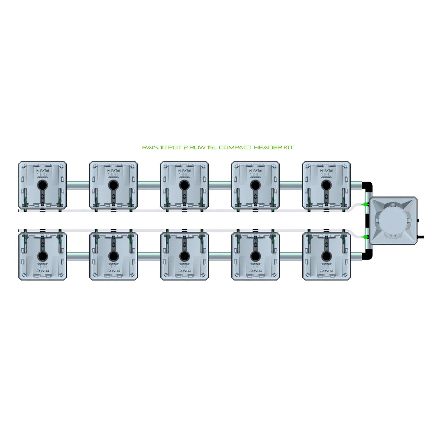 Alien Hydroponics RAIN 10 Pot 2 Row Kit