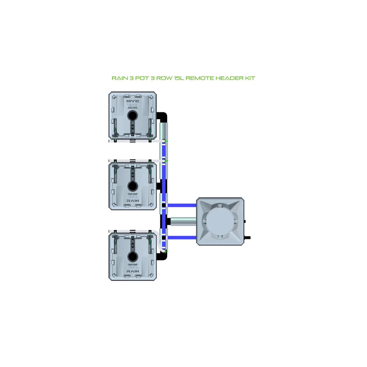 Alien Hydroponics RAIN 3 Pot 3 Row Kit