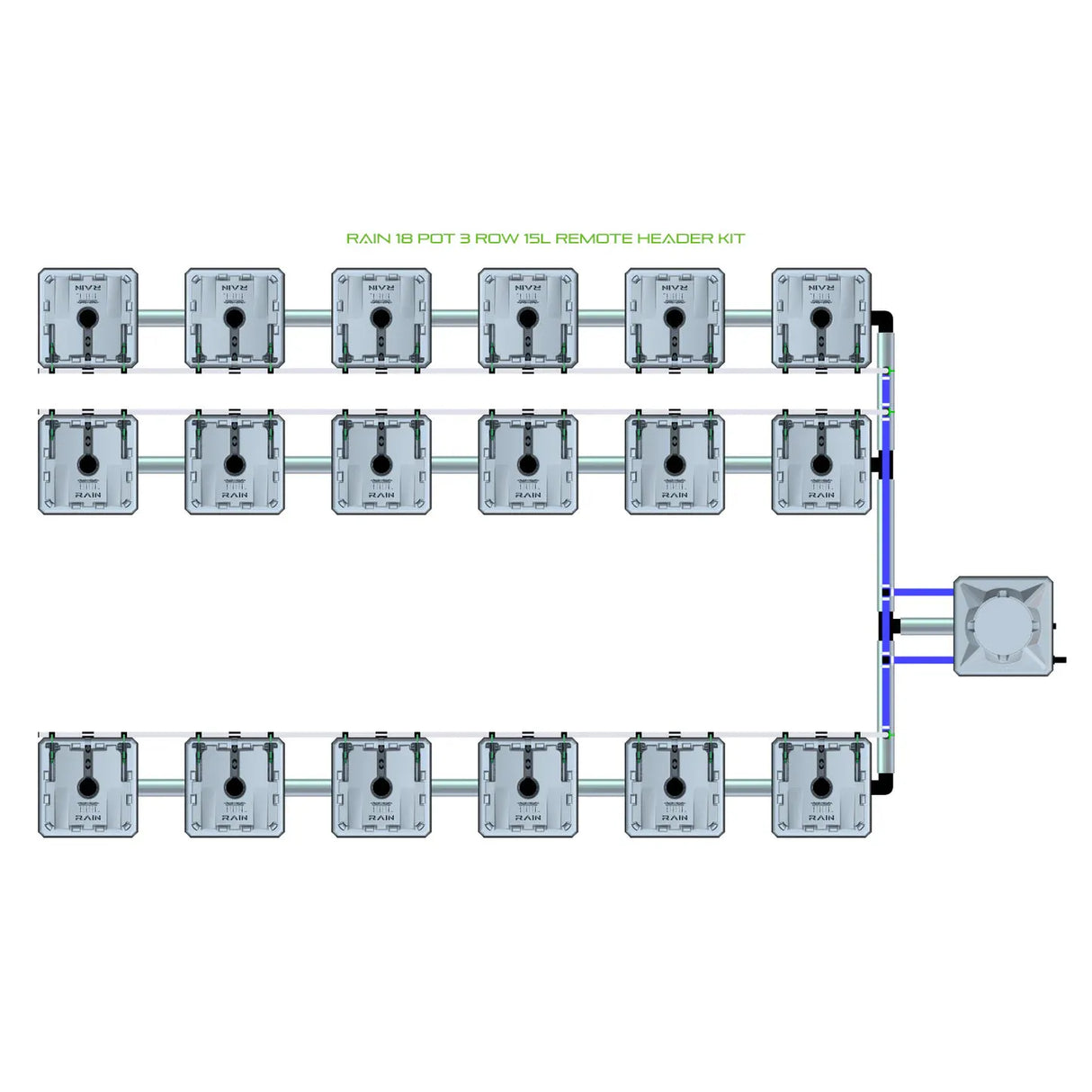Alien Hydroponics RAIN 18 Pot 3 Row Kit