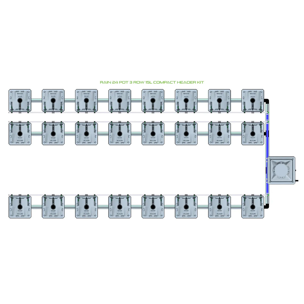 Alien Hydroponics RAIN 24 Pot 3 Row Kit