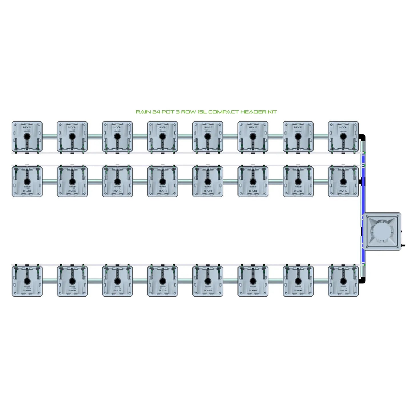 Alien Hydroponics RAIN 24 Pot 3 Row Kit