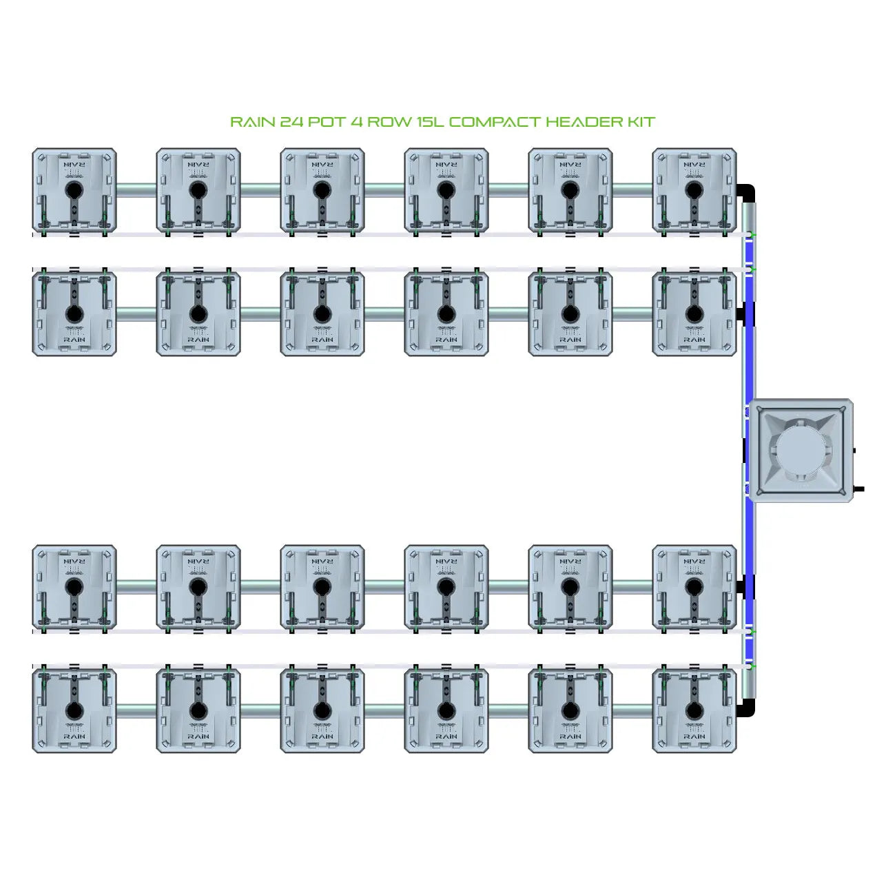 Alien Hydroponics RAIN 24 Pot 4 Row Kit