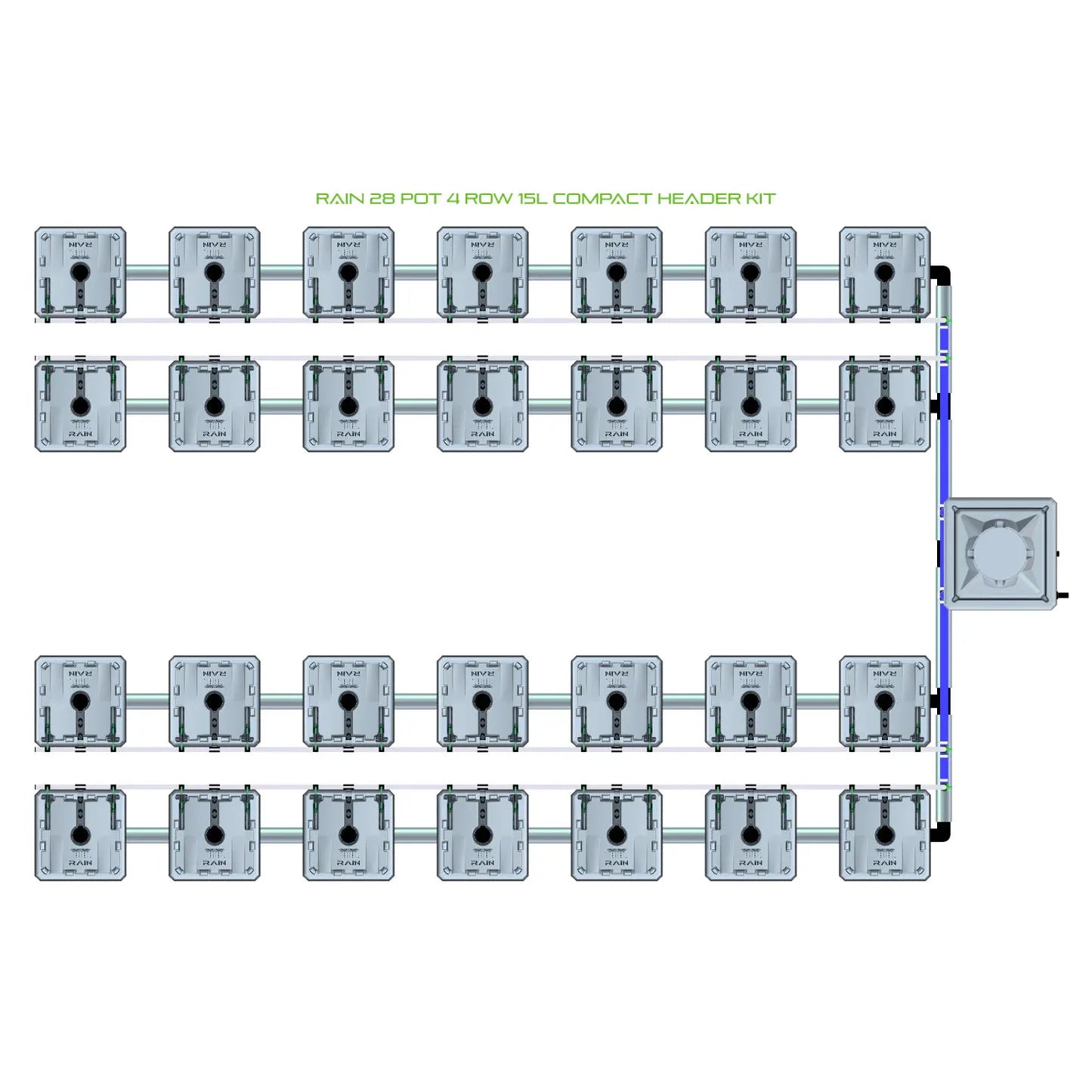 Alien Hydroponics RAIN 28 Pot 4 Row Kit