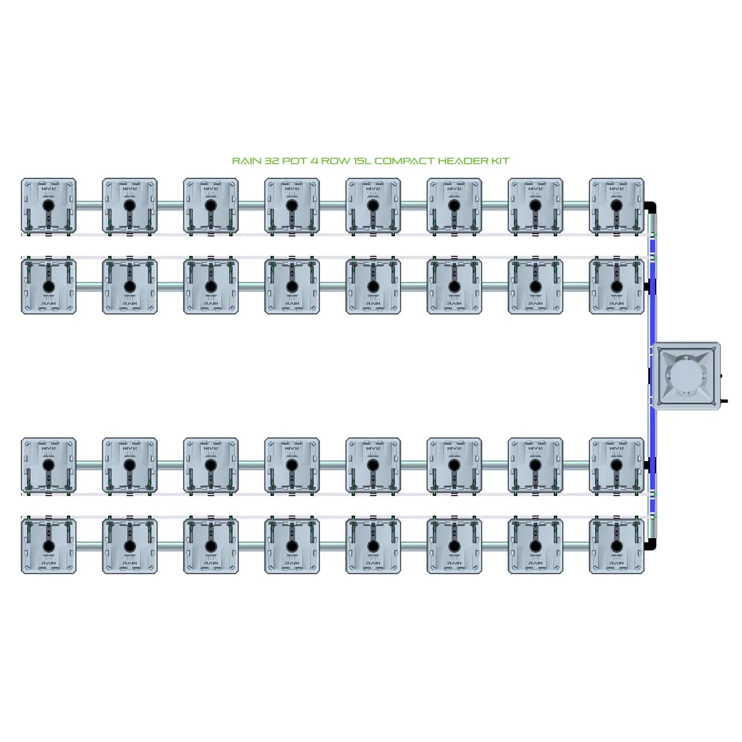 Alien Hydroponics RAIN 32 Pot 4 Row Kit