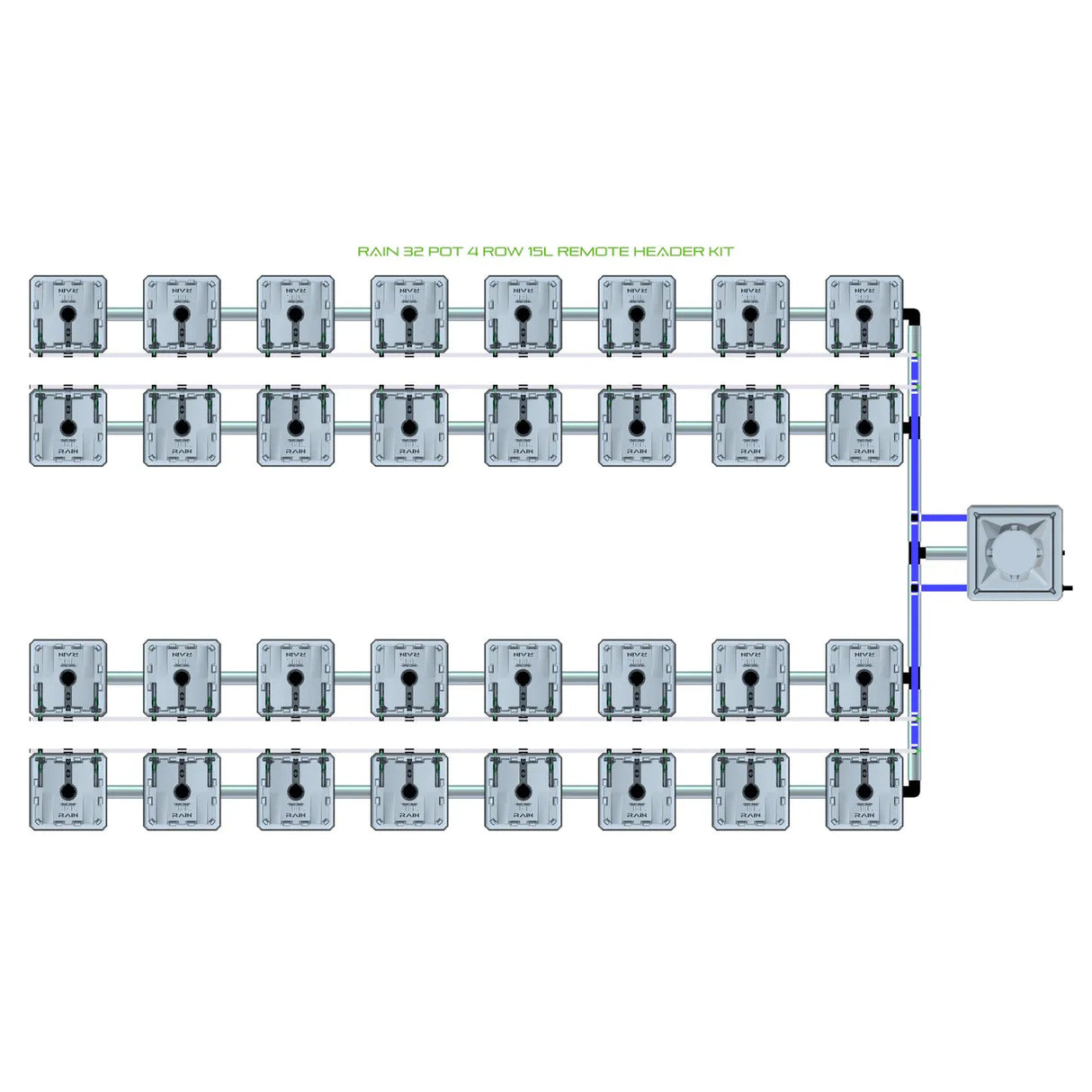Alien Hydroponics RAIN 32 Pot 4 Row Kit