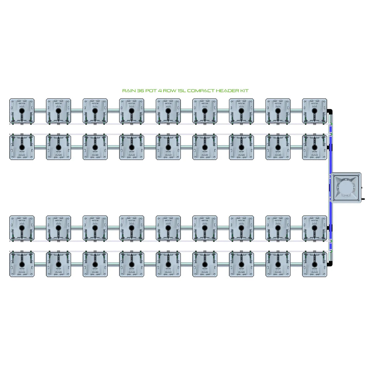 Alien Hydroponics RAIN 36 Pot 4 Row Kit