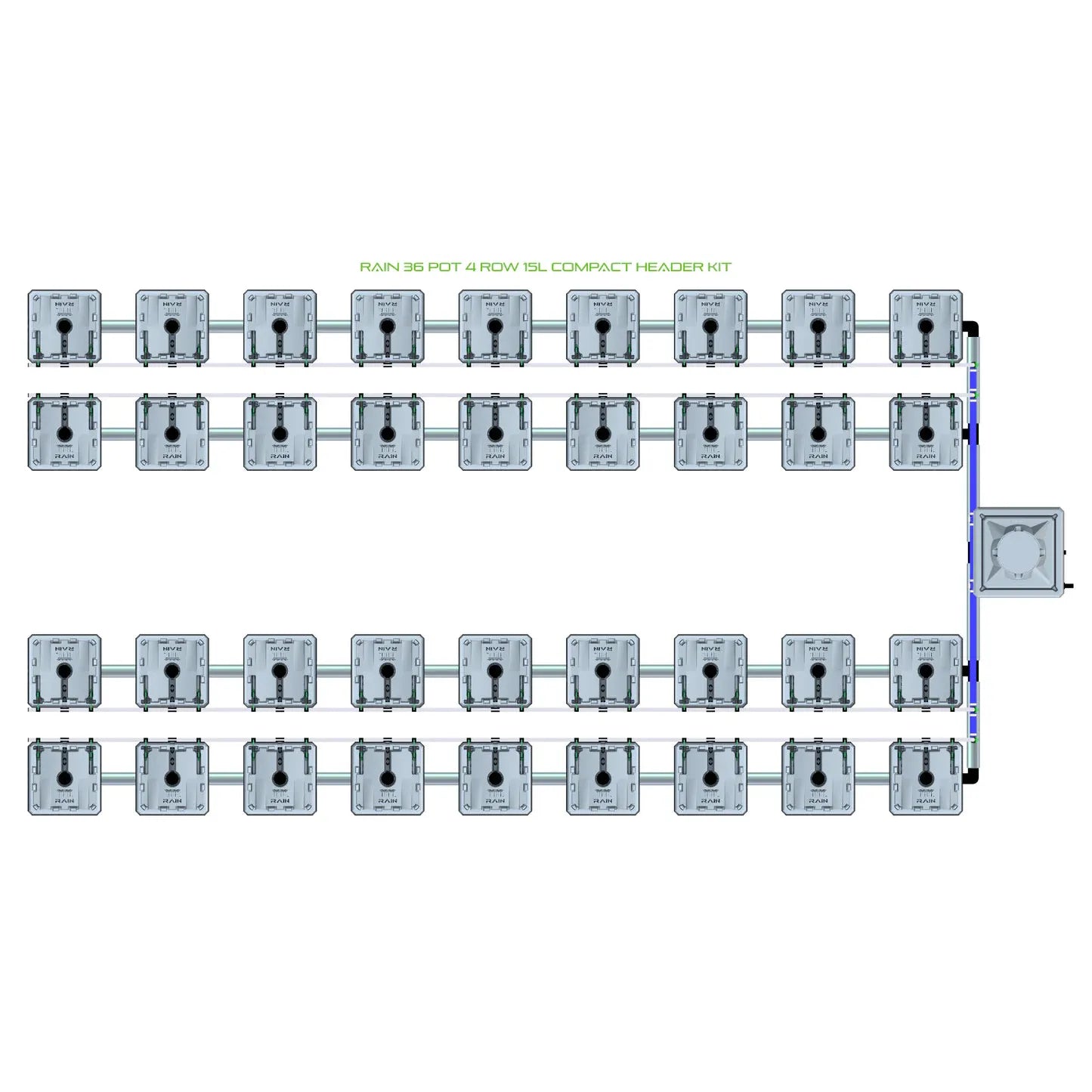 Alien Hydroponics RAIN 36 Pot 4 Row Kit