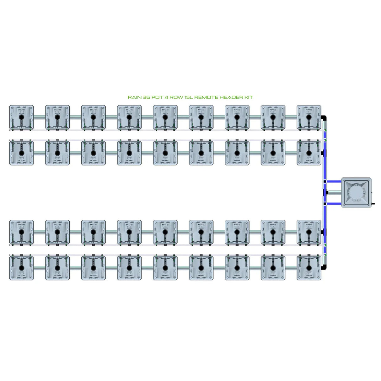 Alien Hydroponics RAIN 36 Pot 4 Row Kit