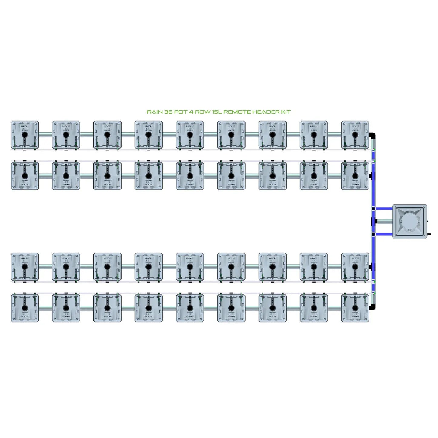 Alien Hydroponics RAIN 36 Pot 4 Row Kit