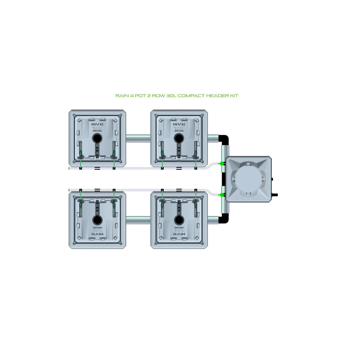 Alien Hydroponics RAIN 4 Pot 2 Row Kit