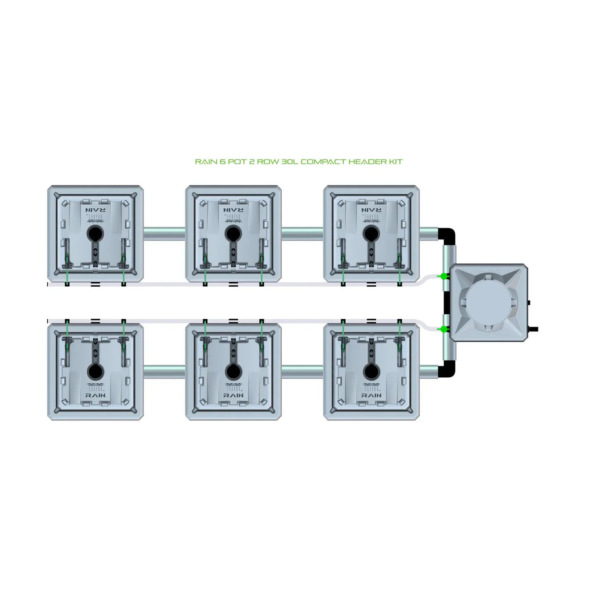 Alien Hydroponics RAIN 6 Pot 2 Row Kit