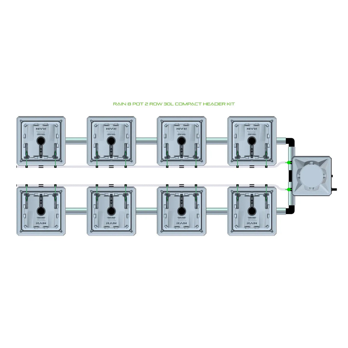 Alien Hydroponics RAIN 8 Pot 2 Row Kit
