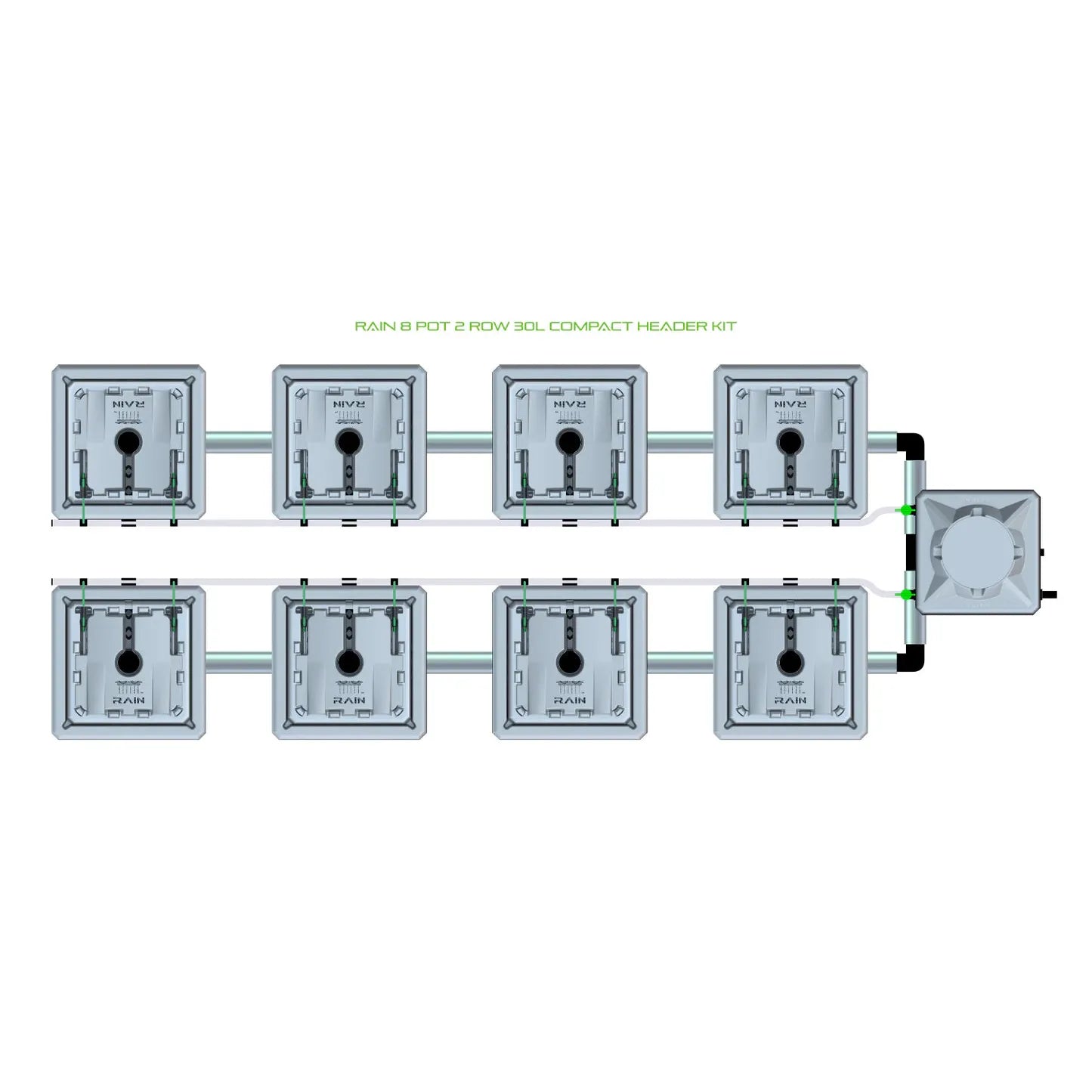 Alien Hydroponics RAIN 8 Pot 2 Row Kit