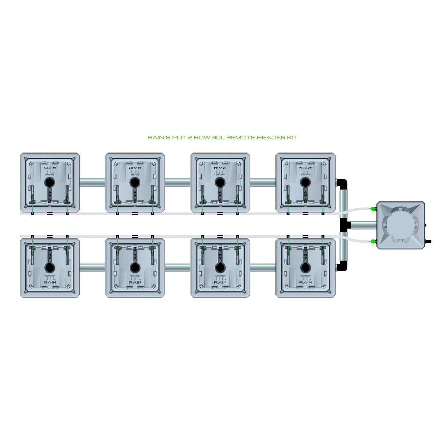 Alien Hydroponics RAIN 8 Pot 2 Row Kit