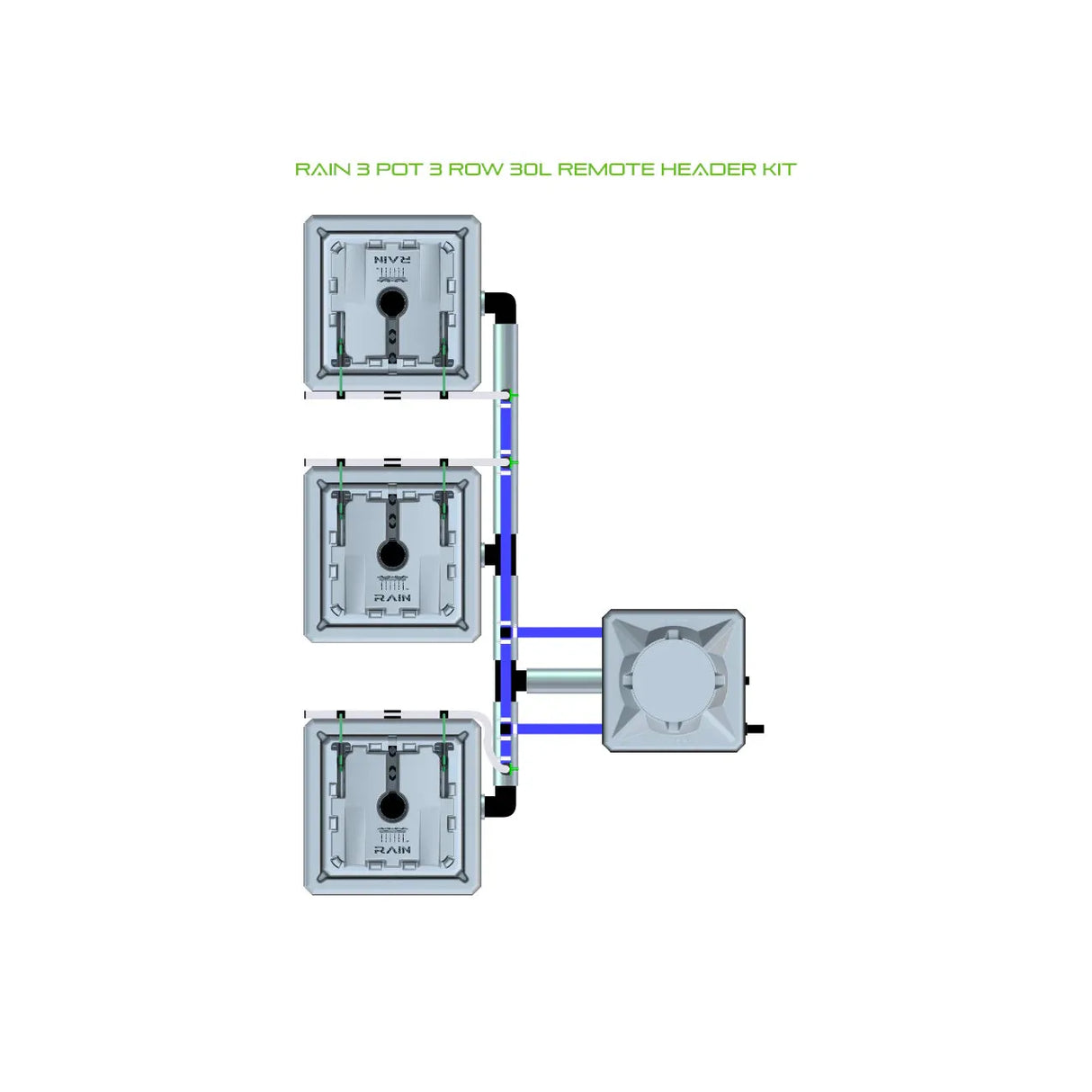 Alien Hydroponics RAIN 3 Pot 3 Row Kit
